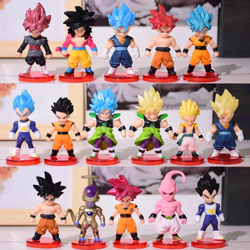 16Pcs/Set Dragon Ball Z Super Saiyan Son Goku Anime Figure Toys Gohan Vegeta Bro