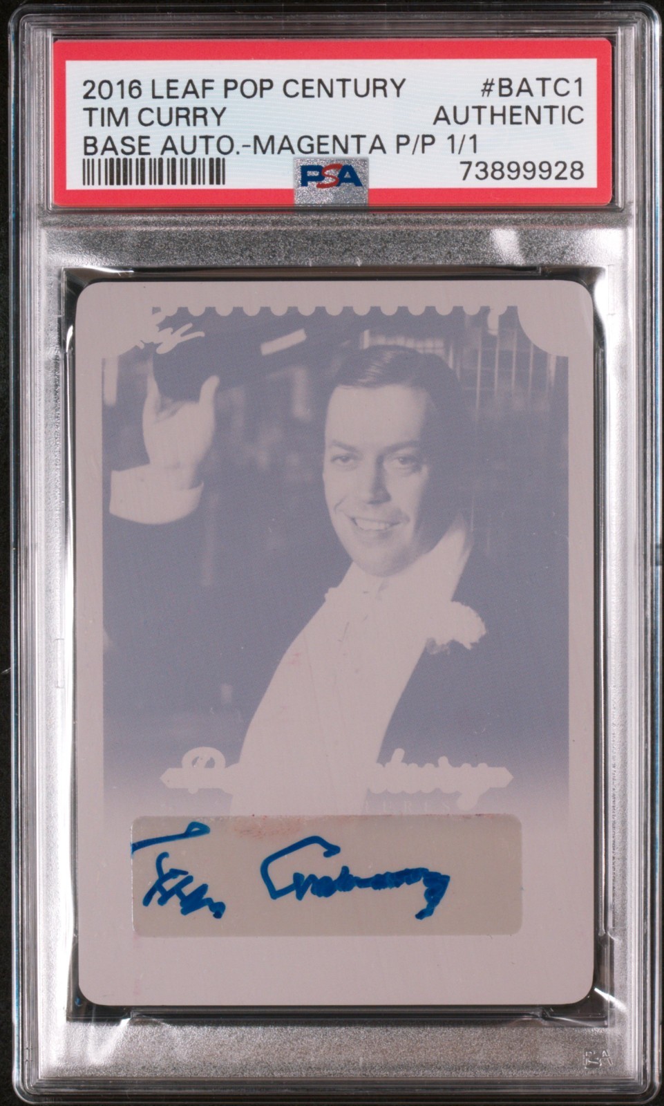 2016 Leaf Pop Century PRINTING PLATE AUTO Tim Curry PSA Autograph One of 1/1