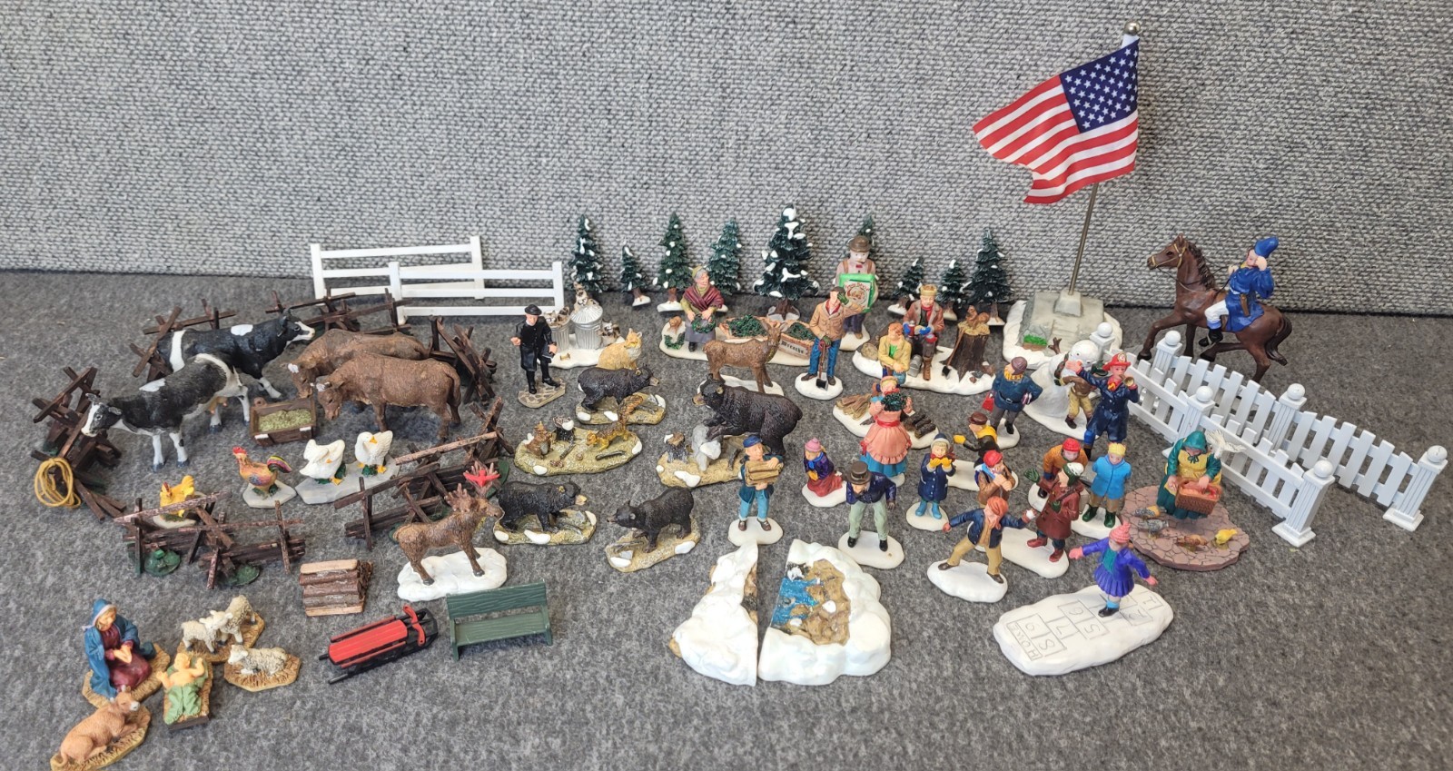 Huge Lot 60+ Lemax Christmas Village Figurines Holiday People Tree Fence Animal