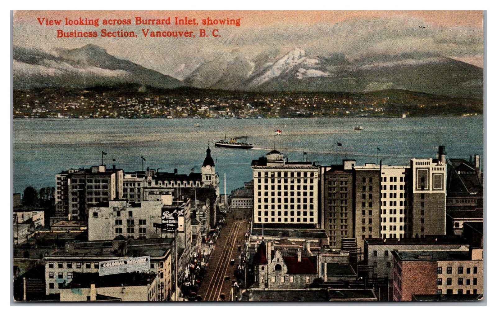 Vancouver BC Canada c1910 View Across Burrard Inlet Business Section Postcard G2