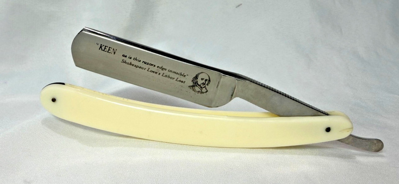 Vtg Straight Razor KEEN Shakespear Love's Labor Lost Dutch Point