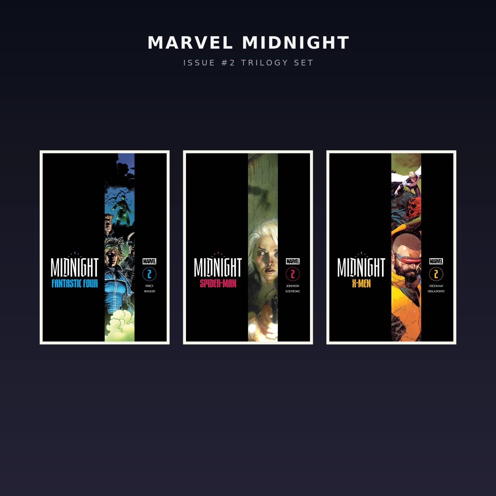 MARVEL Midnight Issue #2 COVER A SET, XMen, Spiderman, Fantastic Four, PREORDER