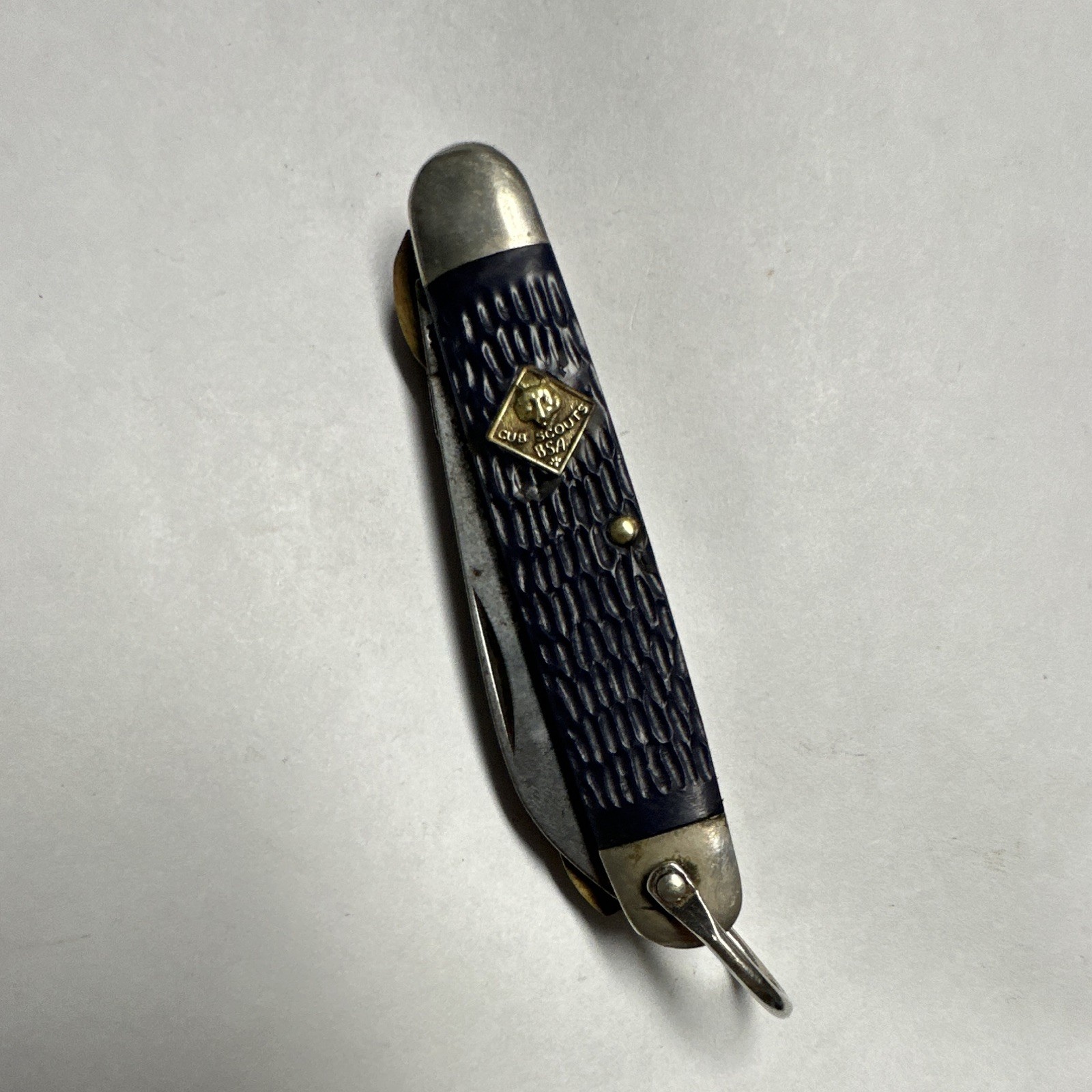 Vintage BSA Cub Scouts Boy Scouts Folding Pocket Knife Blue Handle Multi-Blade