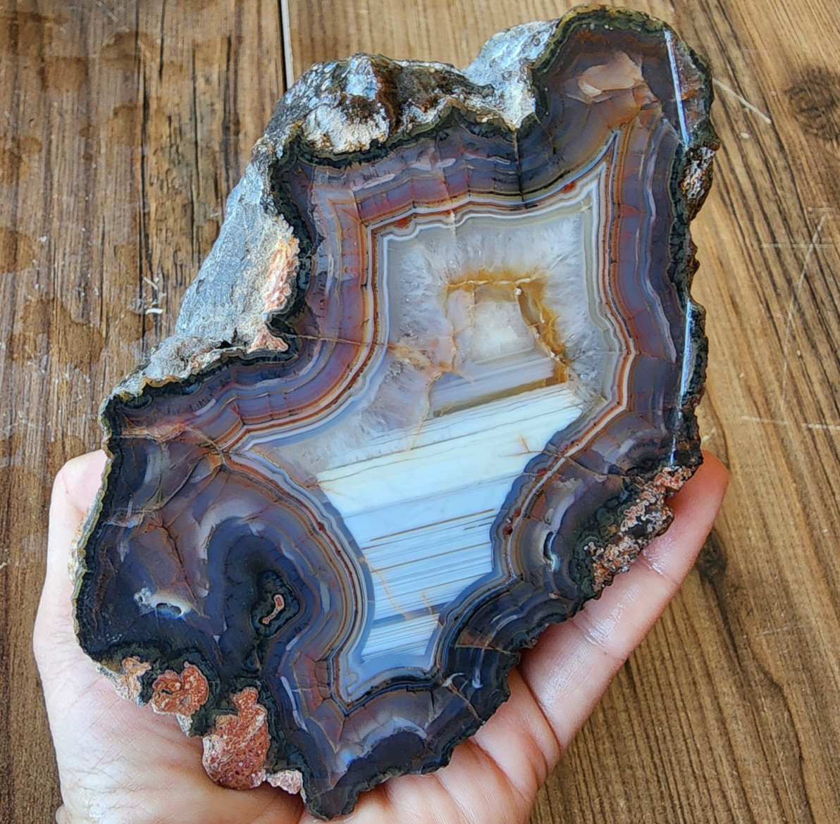 2.9 lbs (1.3 kg) Large Agate Specimen, Waterline Agate, Unpolished Agate, 마노, 玛瑙