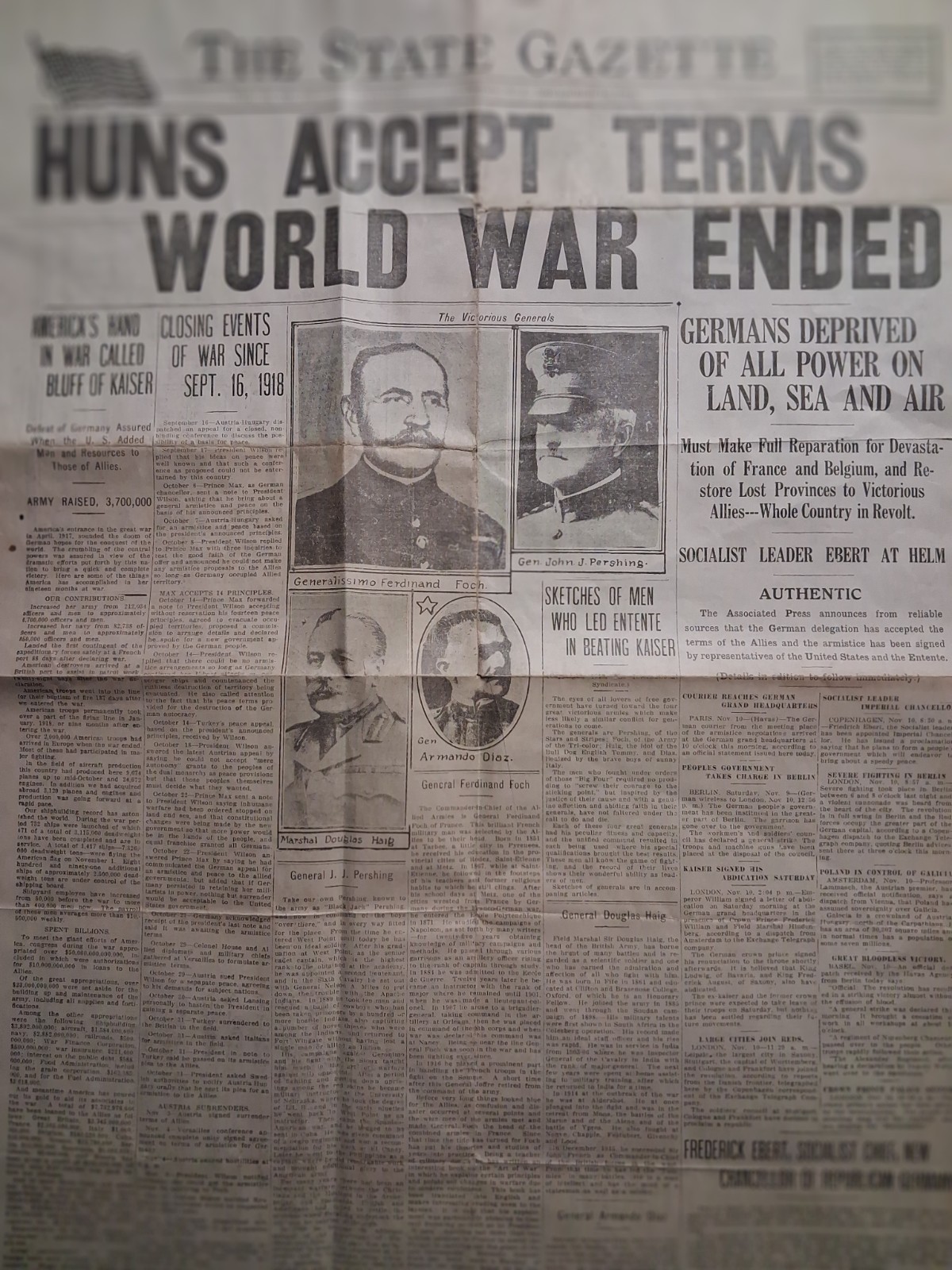 1918 THE STATE GAZETTE Trenton NEW JERSEY Nov 11 WWI Germany
