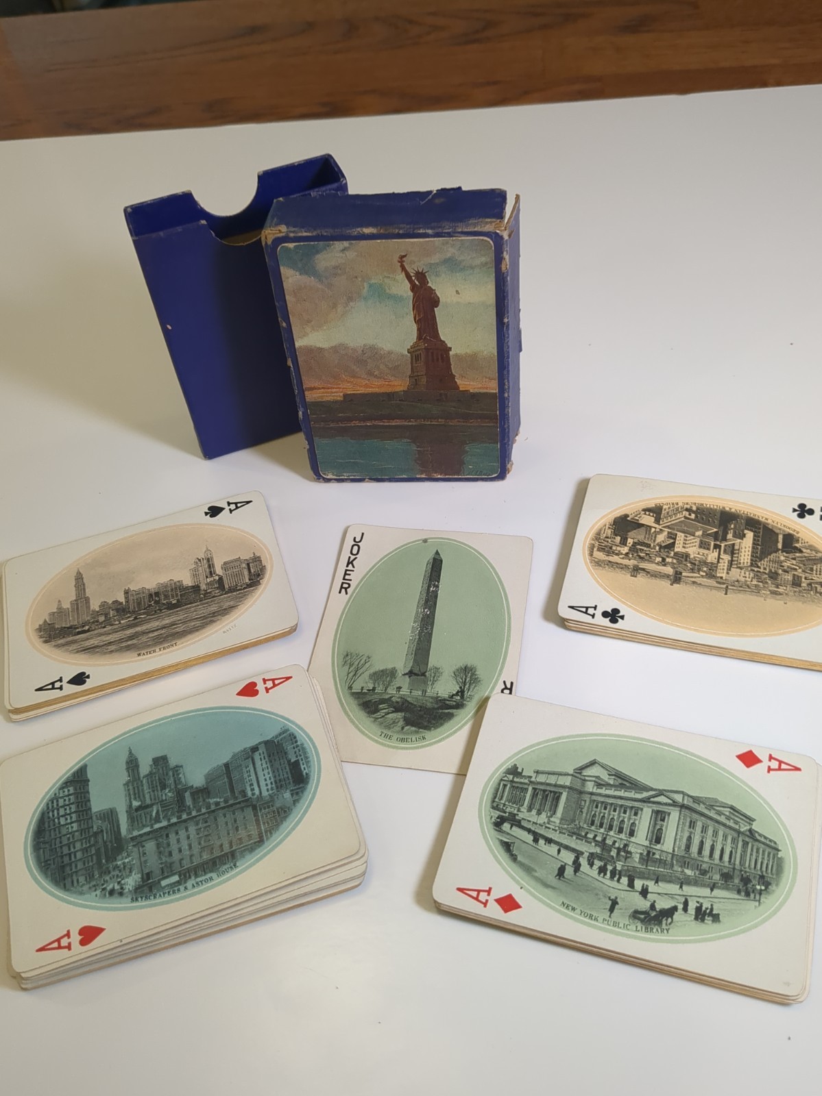 Antique 1915 NYC Souvenir Playing Cards Deck USPCC Statue of Liberty Box Complet
