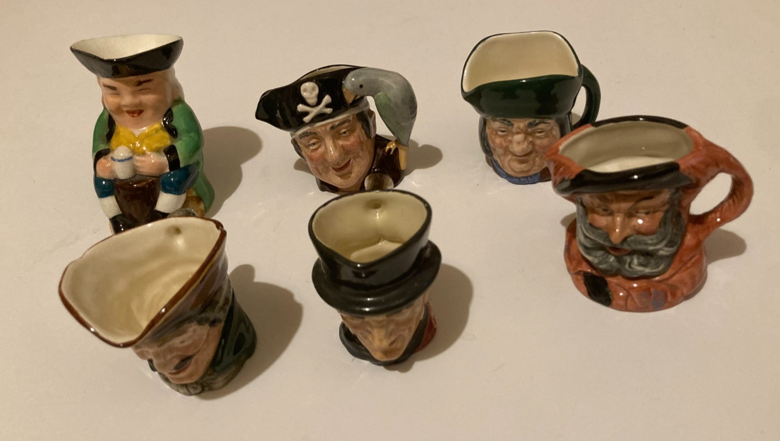Vintage Royal Doulton Miniature Character Toby Jugs Lot Of 6 Long John Silver