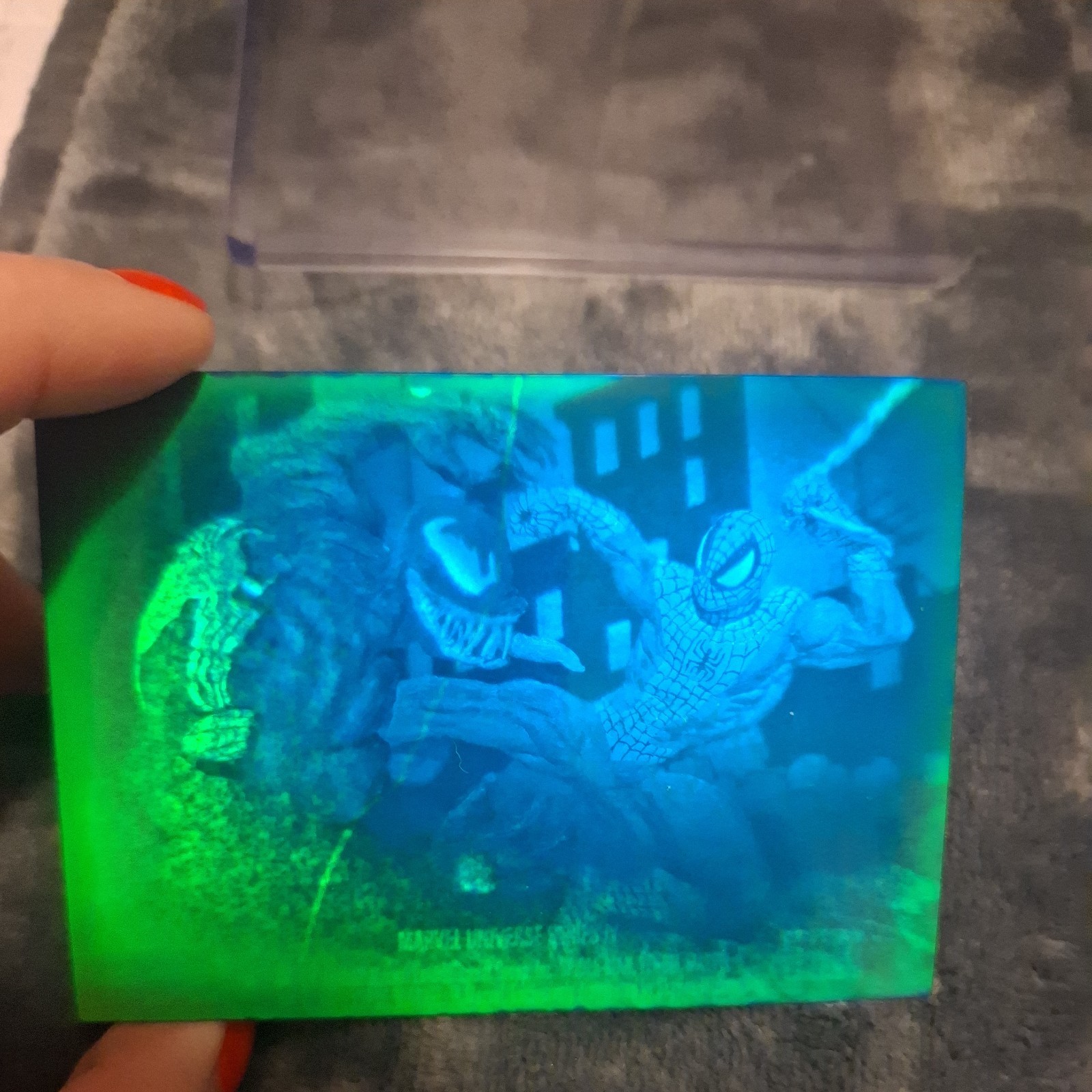 1993 Skybox Marvel Spider-Man Vs Venom Green 3-D Hologram Card Excellent
