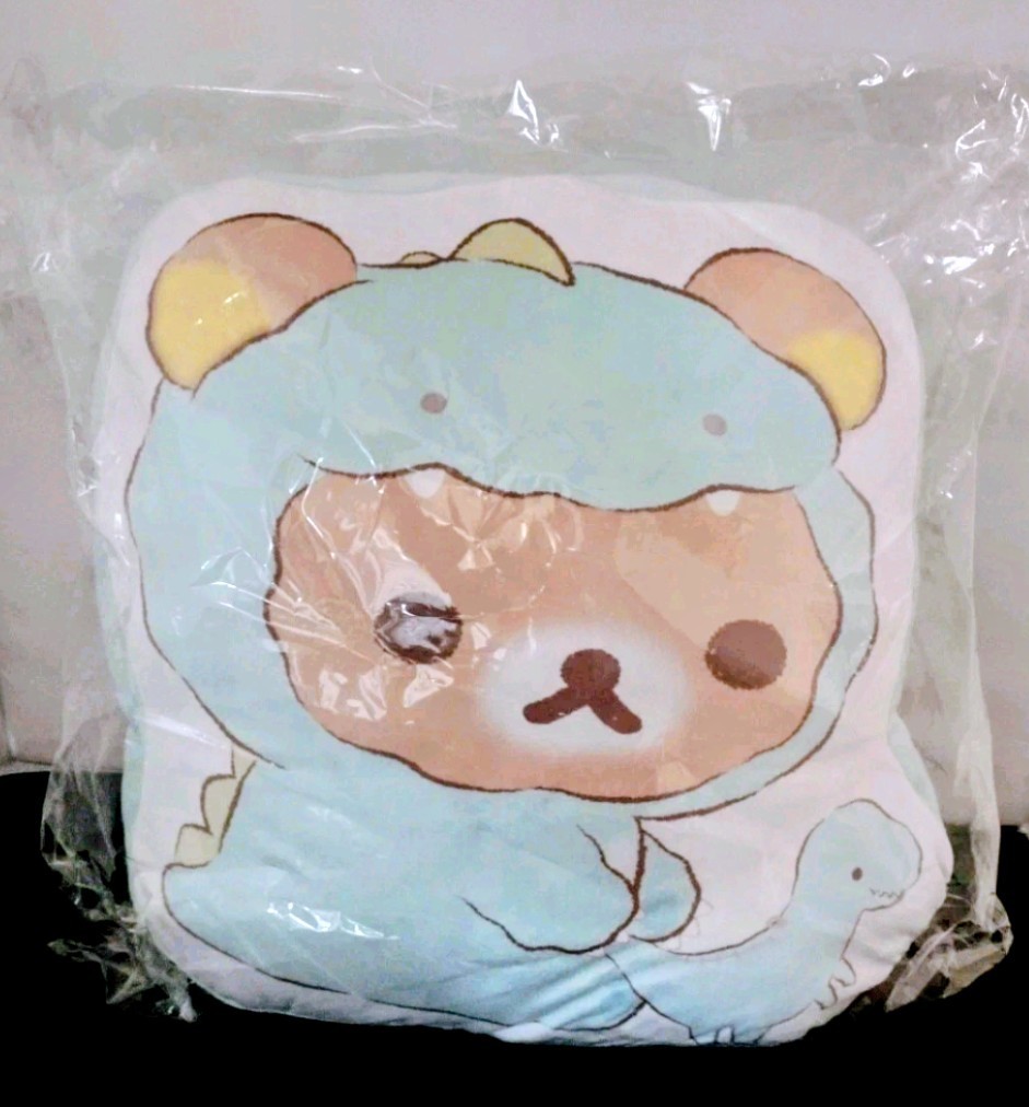 SanX Rilakkuma Super Mochi Mochi Pillow Soft Plush RARE Blue Dinosaur NIB 15