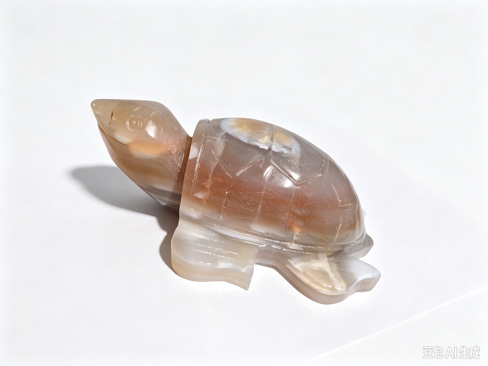 E118-Natural Banded Agate Hand Carved Turtle Figurine Home Decor