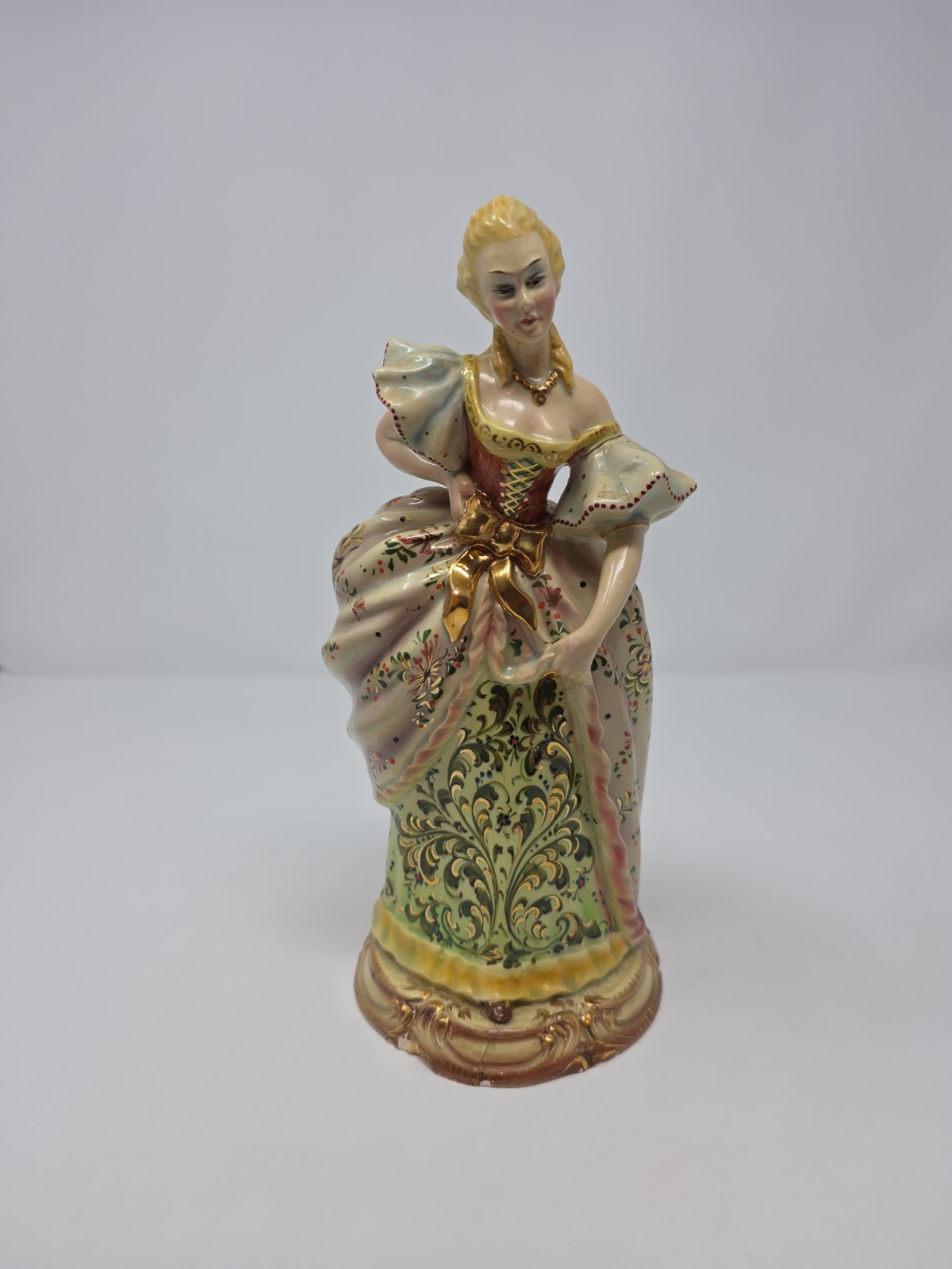 Vintage Capodimonte Style Italian Porcelain Figurine Lady Dress Made in Italy