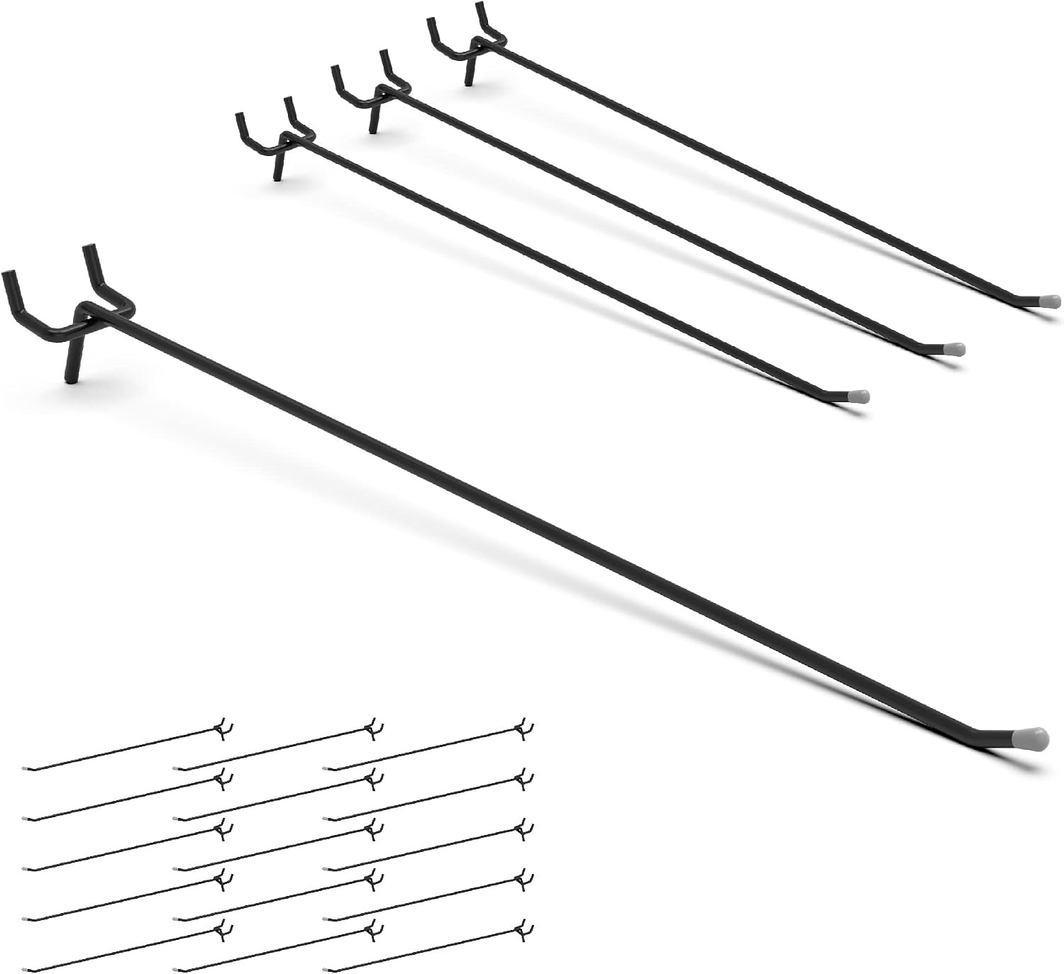 25 Pack 12 Inch Black Pegboard L Hooks for 1/4 Inch Pegboard