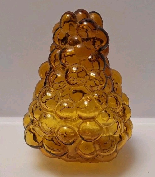 Vintage Empoli Bubble Amber Glass Grape Lamp Part