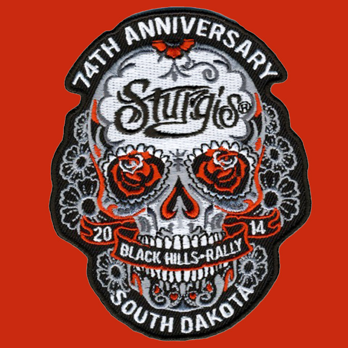 SUGAR SKULL 2014 STURGIS RALLY 4 INCH  IRON ON BIKER PATCH