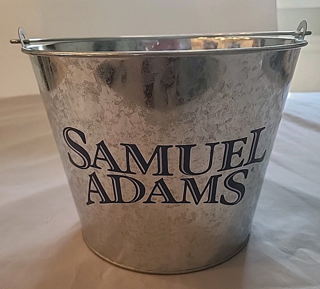  SAMUEL ADAMS Galvanized Beer 1.5 Gal Ice Bucket W HandleFor Bottles Cans Cooler