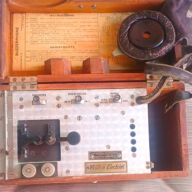 Western Electric Pre-1930 Antique Tube Radio Receiver Wooden Case w/ Earpiece