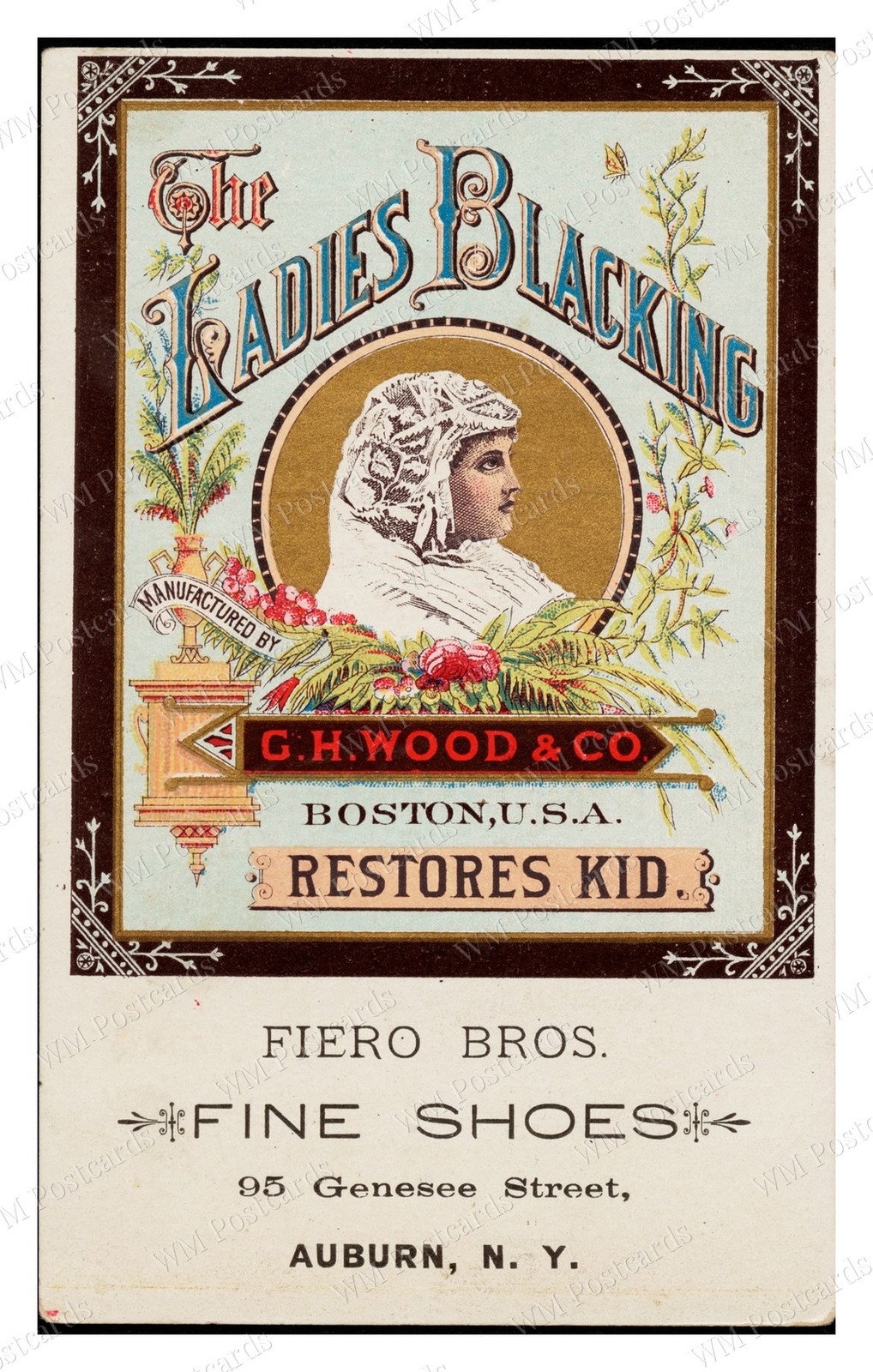 Auburn New York 1870s Ladies Blacking Label Standard Postcard