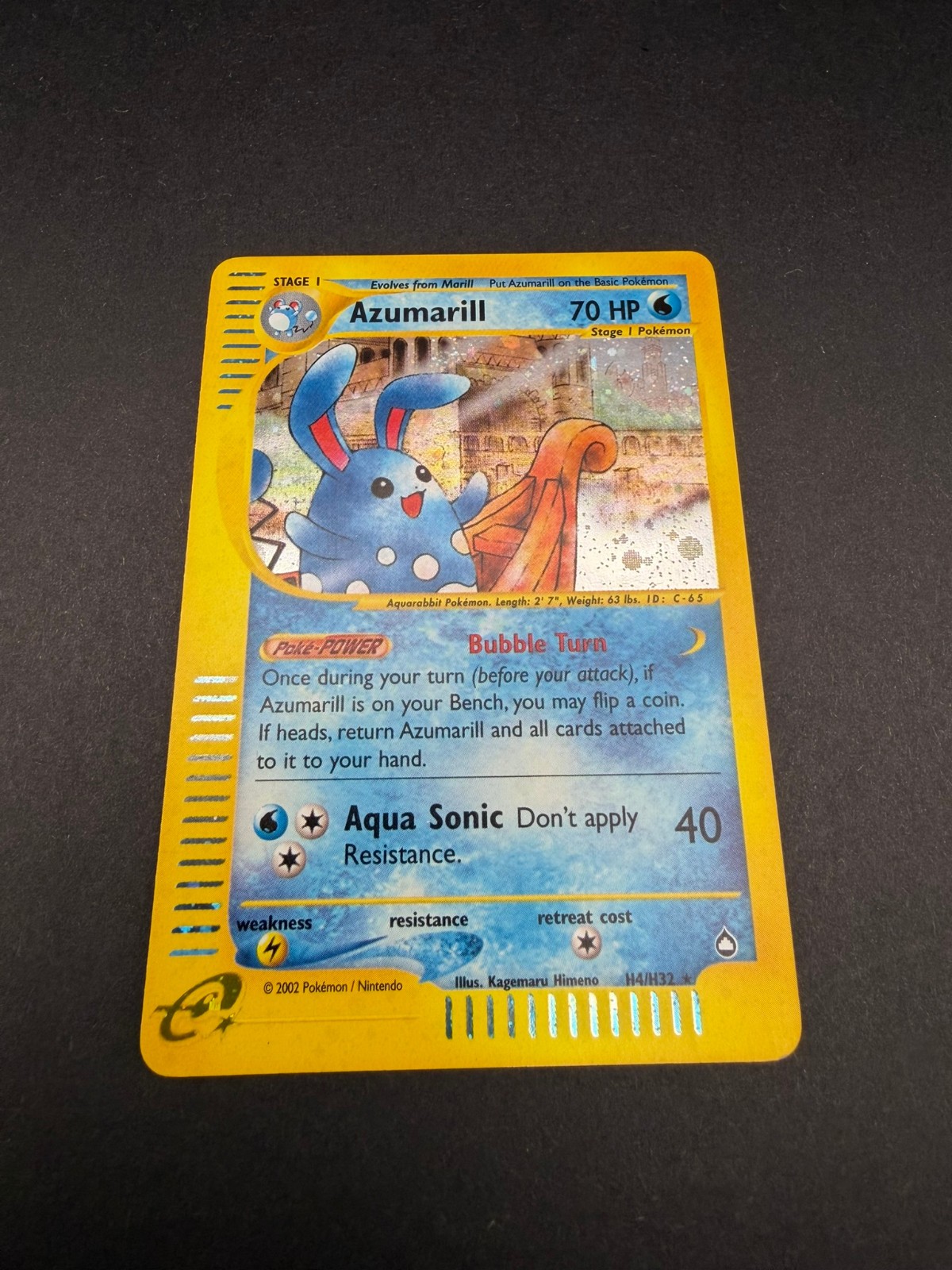 Azumarill H04/H32 Holo Rare Aquapolis Pokemon SWIRL