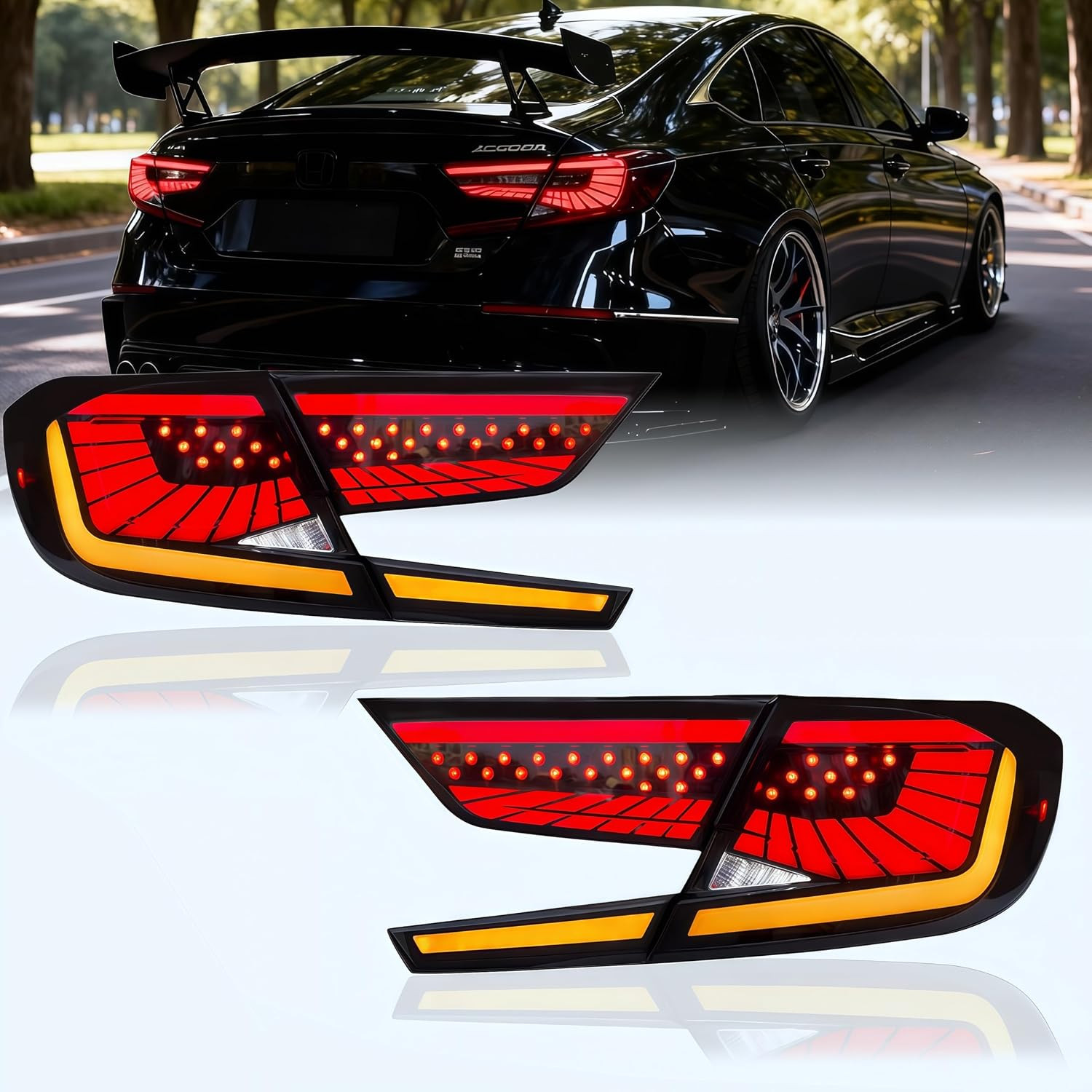 Sequential Dynamic LED Tail Light Fit for Honda Accord 10Th Gen 2018-2022, 1 Pai