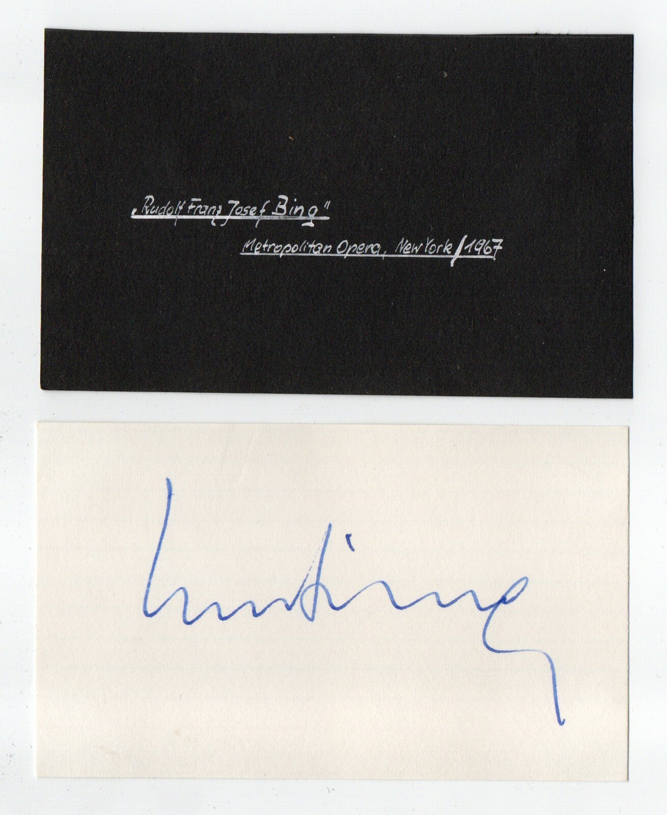 Autograph SIR RUDOLF BING Opera Opera Director Met NY Original Signed 1967 (We)