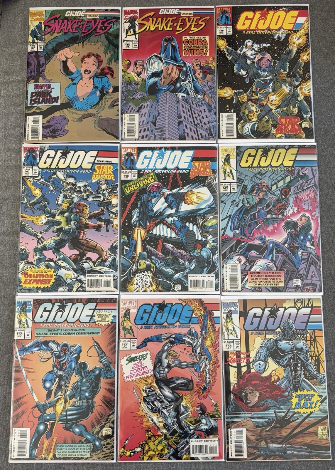 G.I. Joe: A Real American Hero Lot of 9 #143, #145-151, #153 Marvel Comics 