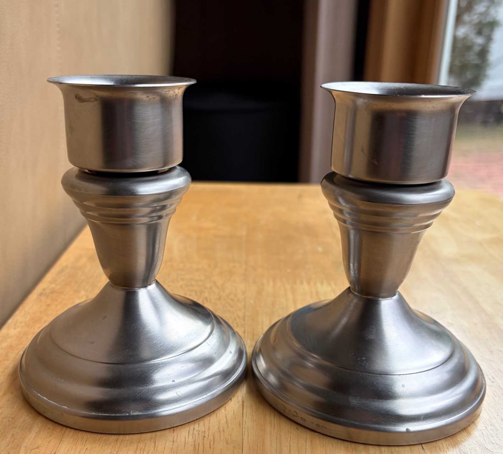 Pair Pewter Candle Stick Holder - Provincetown Pewterlite F. B. Rogers Vintage