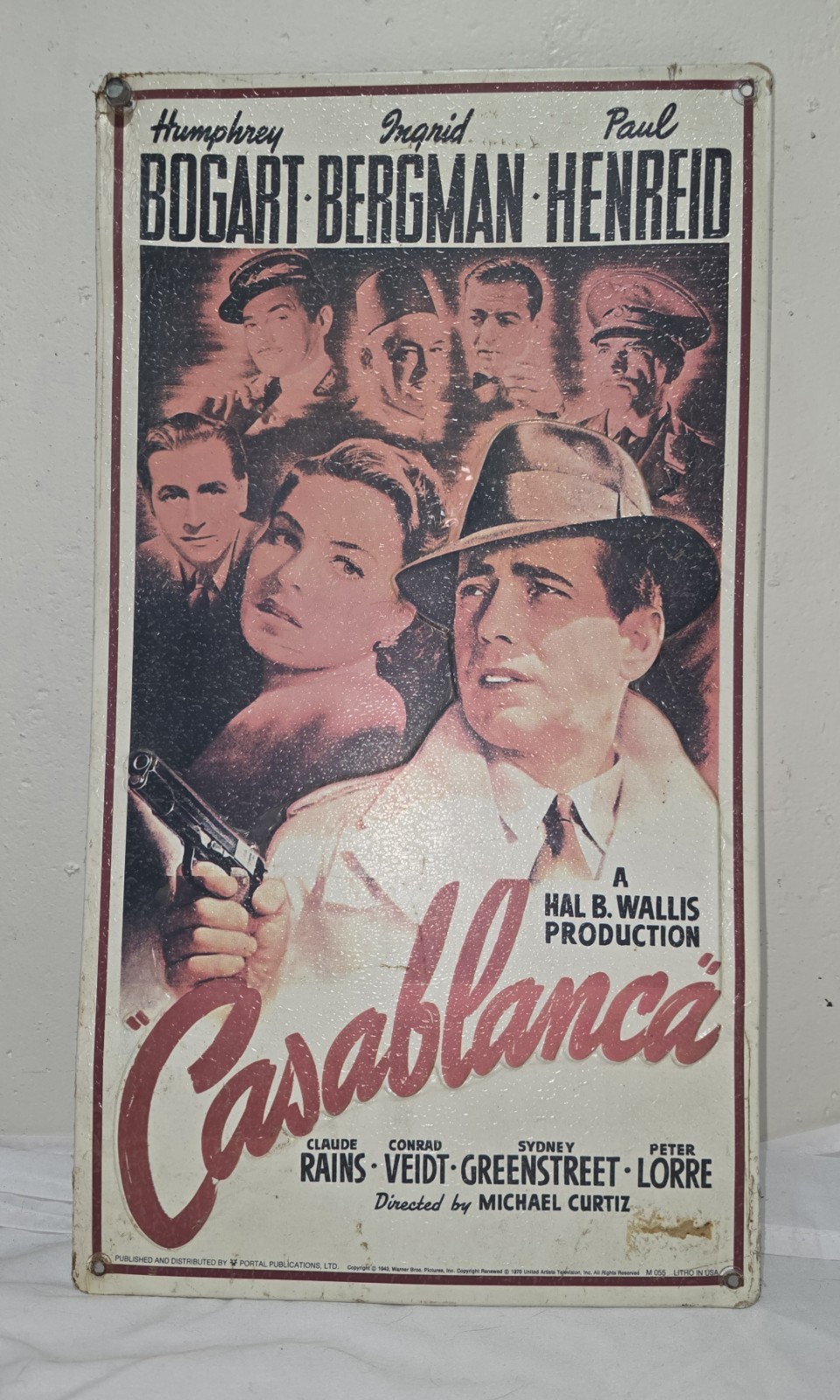 Vintage 1976 Casablanca Movie Poster Metal Tin Sign Portal Publications M055