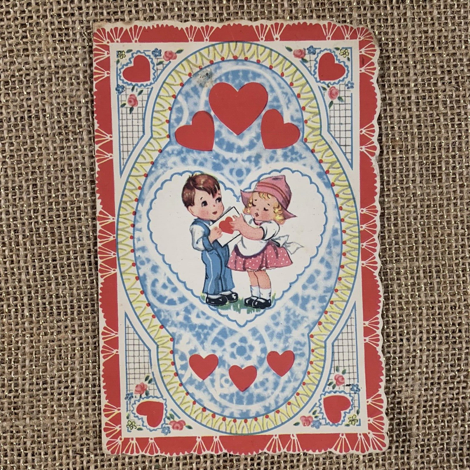 Won\'t You Ever Look At Me Boy Girl Letter Heart Fold Out Valentine Card Vintage
