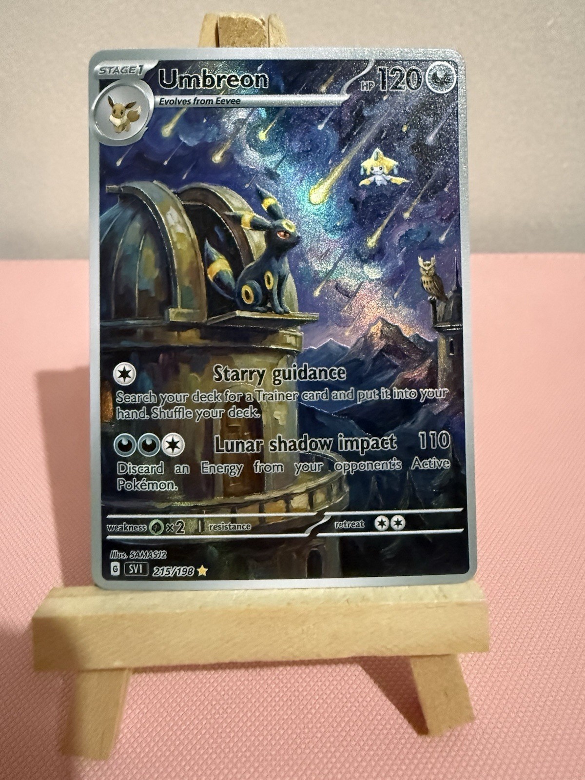 Umbreon Jirachi Noctowl Starry Night Pokemon Card DISPLAY ONLY ART