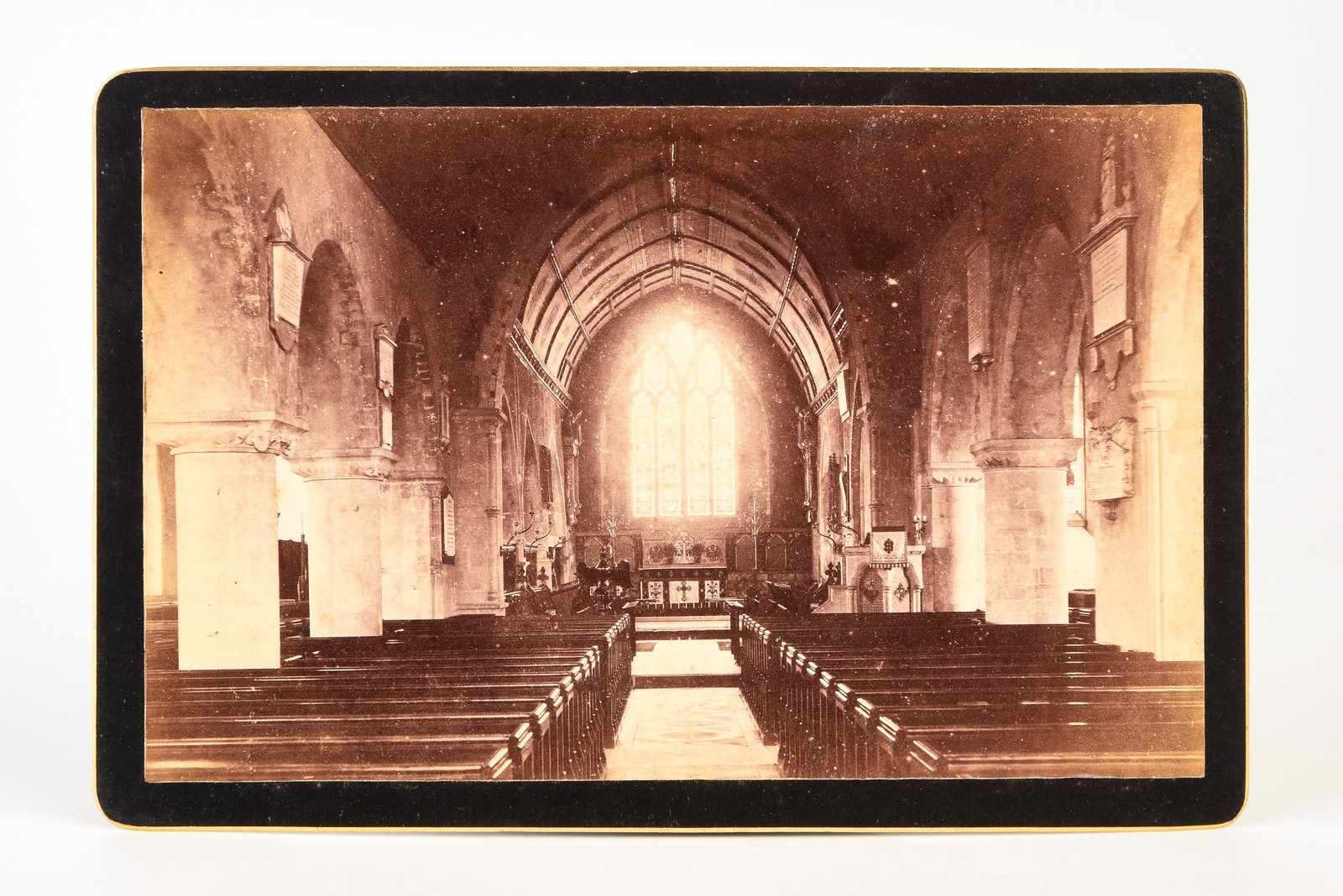Late 1800s Cabinet Card 6½x4¼\'\' Albumen Photo - Church Interior V23