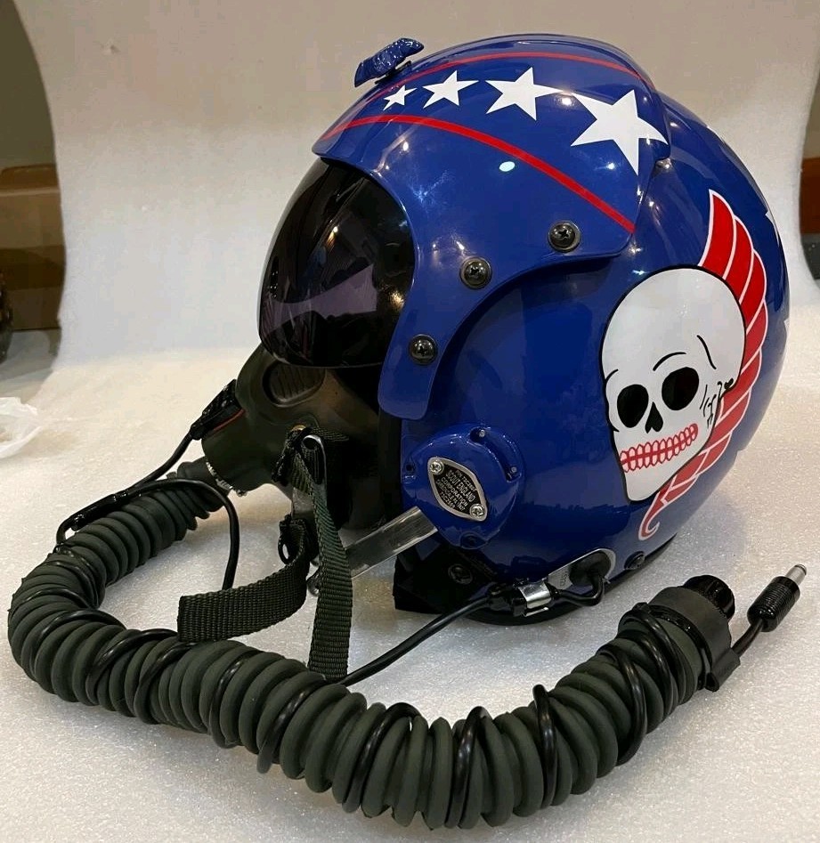 HGU-33 BLUE BLASTER FIGHTER PILOT HELMET+MASK OXY REPLICA+BADGE