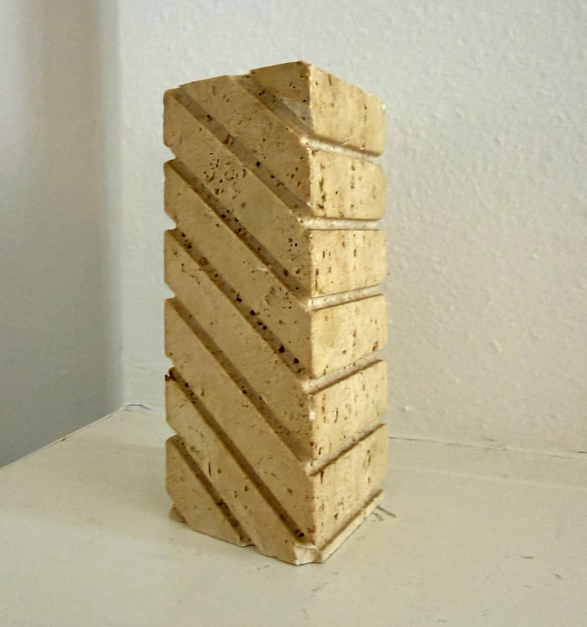 Vintage Fratelli Mannelli for Raymor travertine candleholder 1970s
