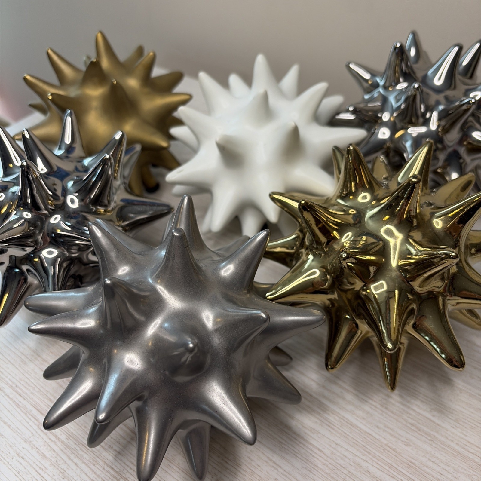 Global Views Spikey Sea Urchin Ceramic Sculptures X 6