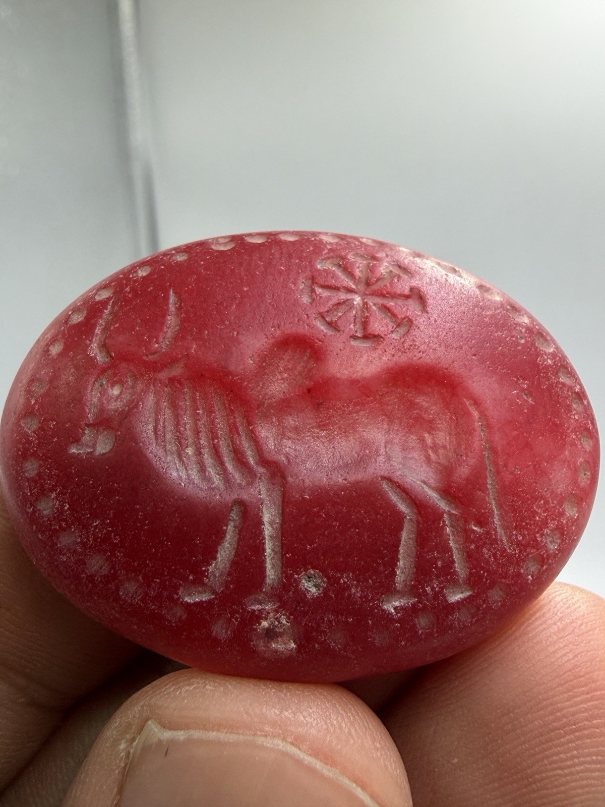 Garnet Stone Roman Old  Intaglio Seal Stone Stamp Engraving