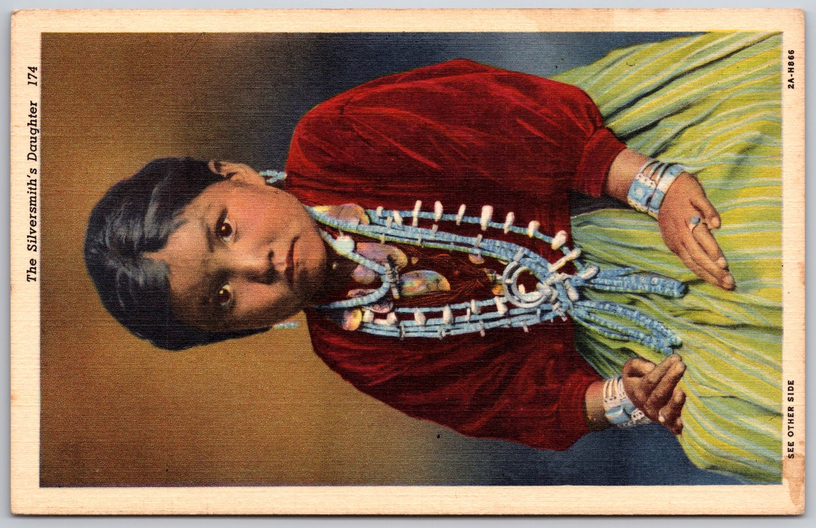 Vintage Postcard The Silversmith\'s Daughter Navajo Girl Curt Teich Albuquerque