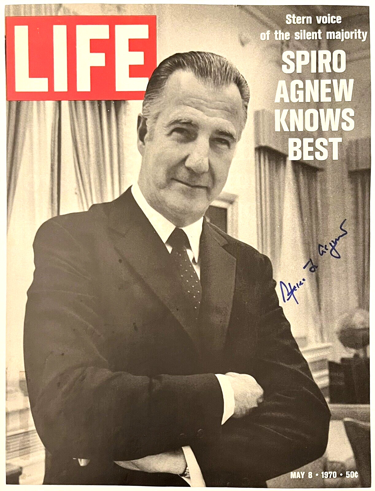 Spiro T. Agnew Signed 1970 Life Magazine Cover NIXON VP Autographed JSA COA