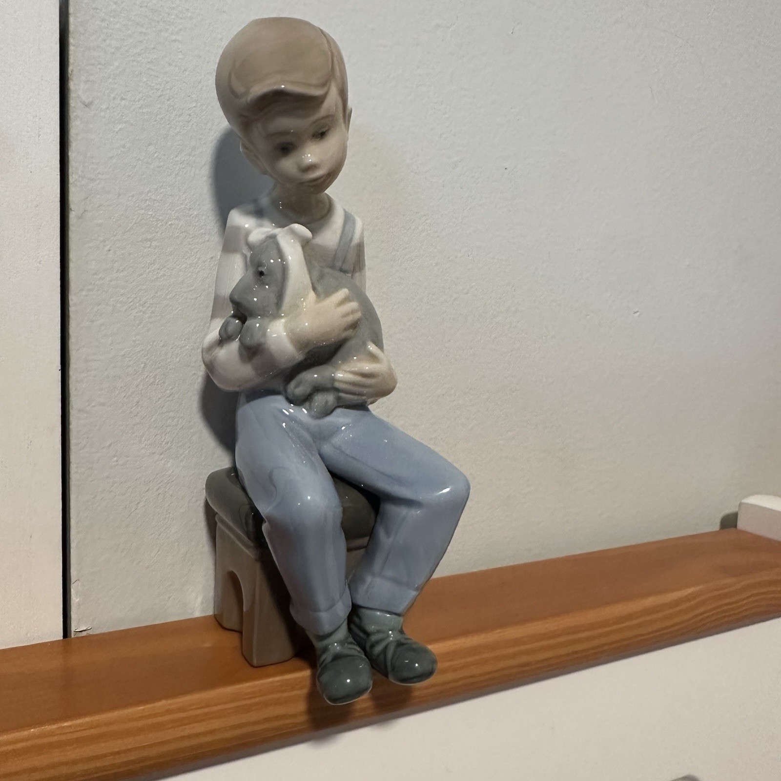 NAO LIadro figurine “a friend in need” boy holding a sick dog
