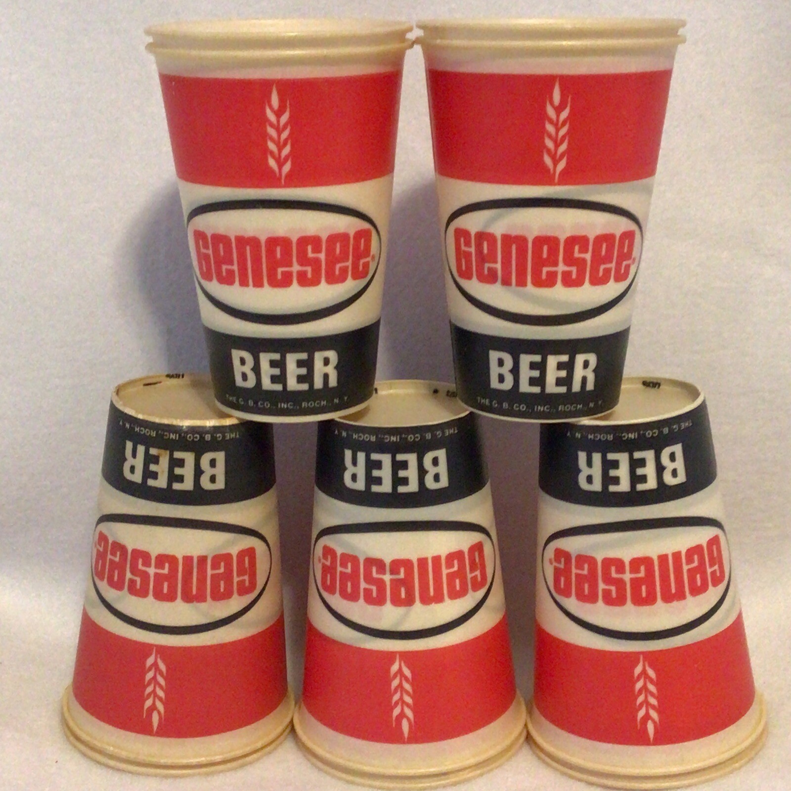 (Lot Of 10)Vint1973 Lily Genesee Beer Co. Plastic Coated Paper Cups X-1573 NOS