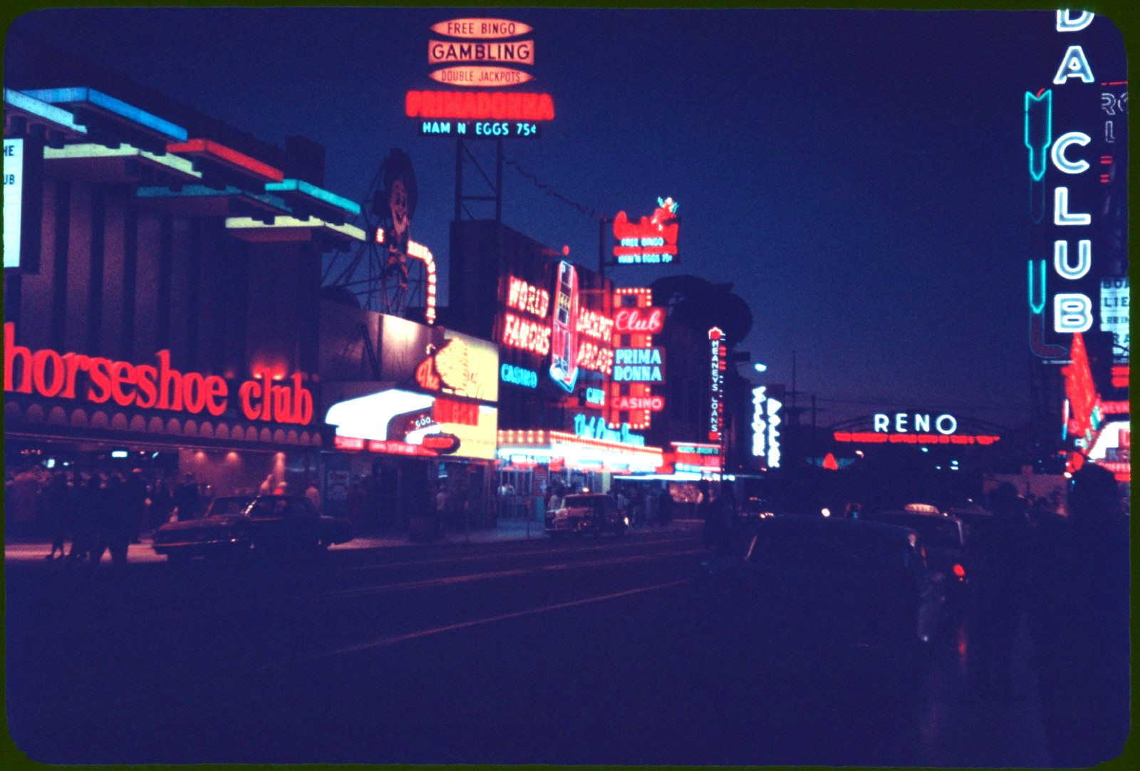 Vintage 1960s Reno Nevada Virginia St Casino Signs 35mm Kodachrome Photo Slide