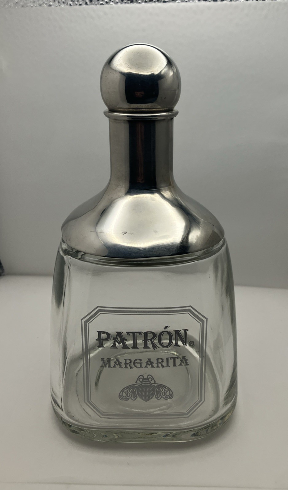 Patron Margarita Bar Shaker/Mixer Server Glass And Stainless Strainer 7.5 Inch