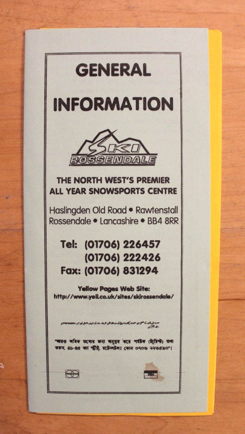 *VINTAGE* SKI ROSSENDALE LANCASHIRE Ski & Snowboard Brochure (1998/99)