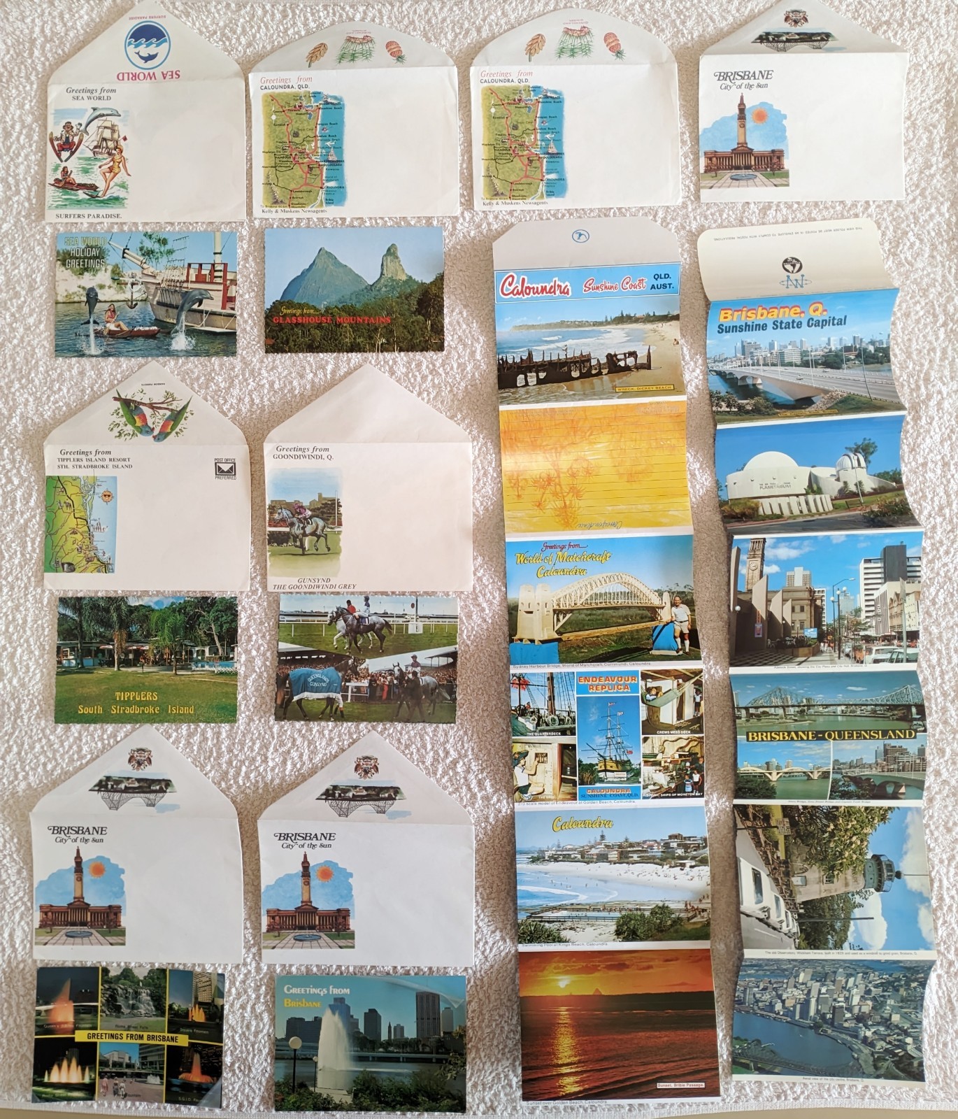 Vintage QLD Postcard Lot Brisbane Caloundra Sea World Stradbroke Gunsynd 70s