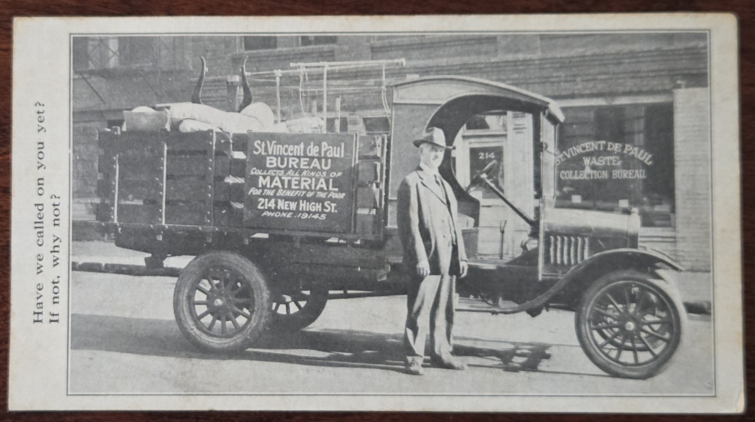 1920s St. Vincent de Paul Waste Collection Bureau Photo Postcard Los Angeles, CA
