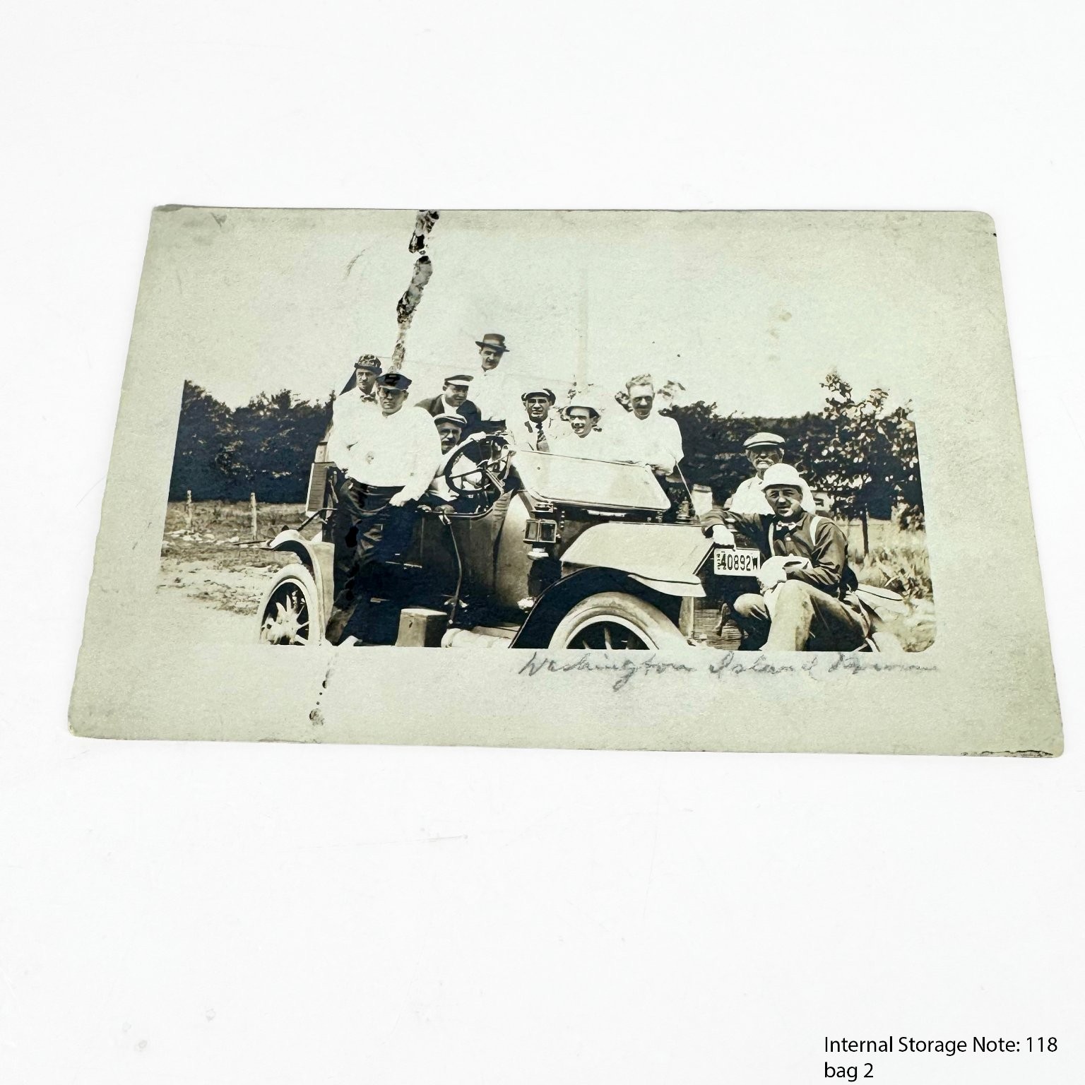 1916 Washington Island Wisconsin Group in Antique Car Postcard - Danty Greetings