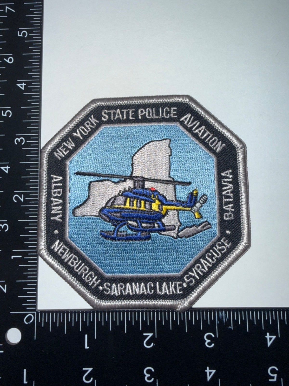 New York State Police NY Aviation Shoulder Patch Obsolete Helicopter Albany