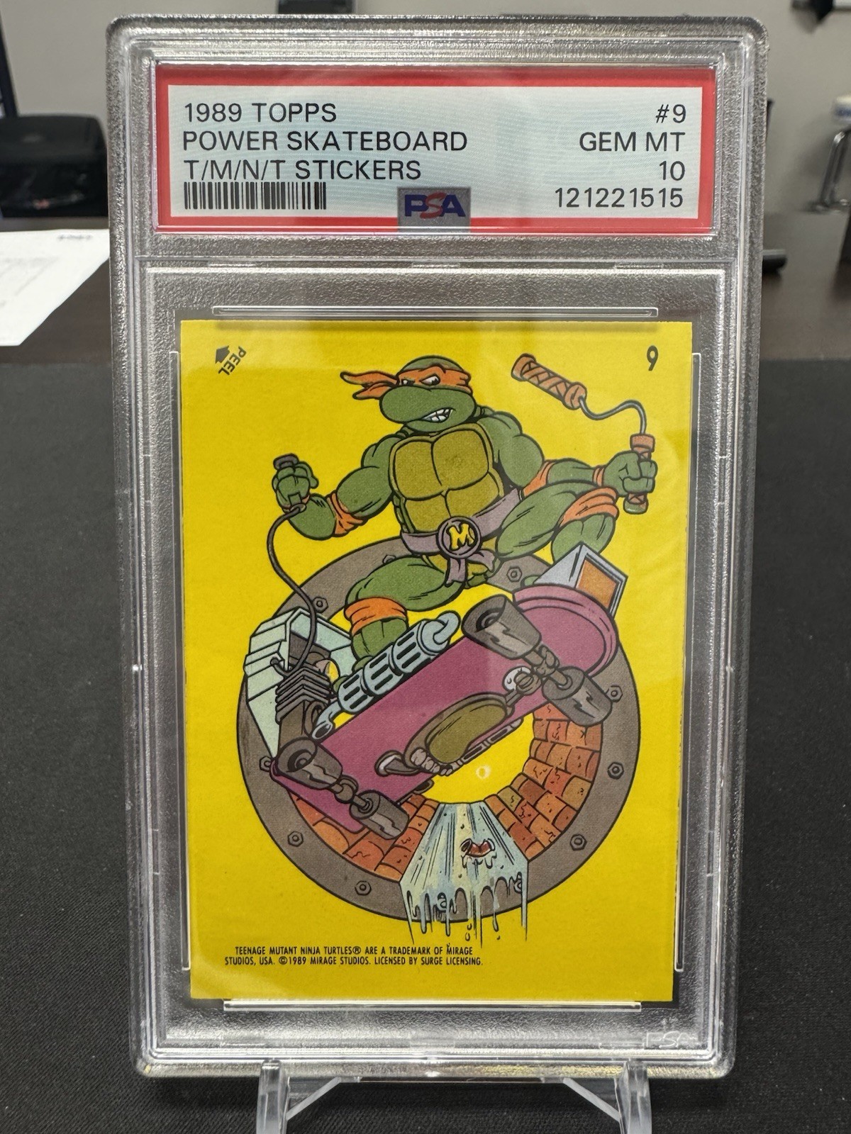 1989 Topps TMNT Stickers Power Skateboard #9 Michelangelo PSA 10 POP 20