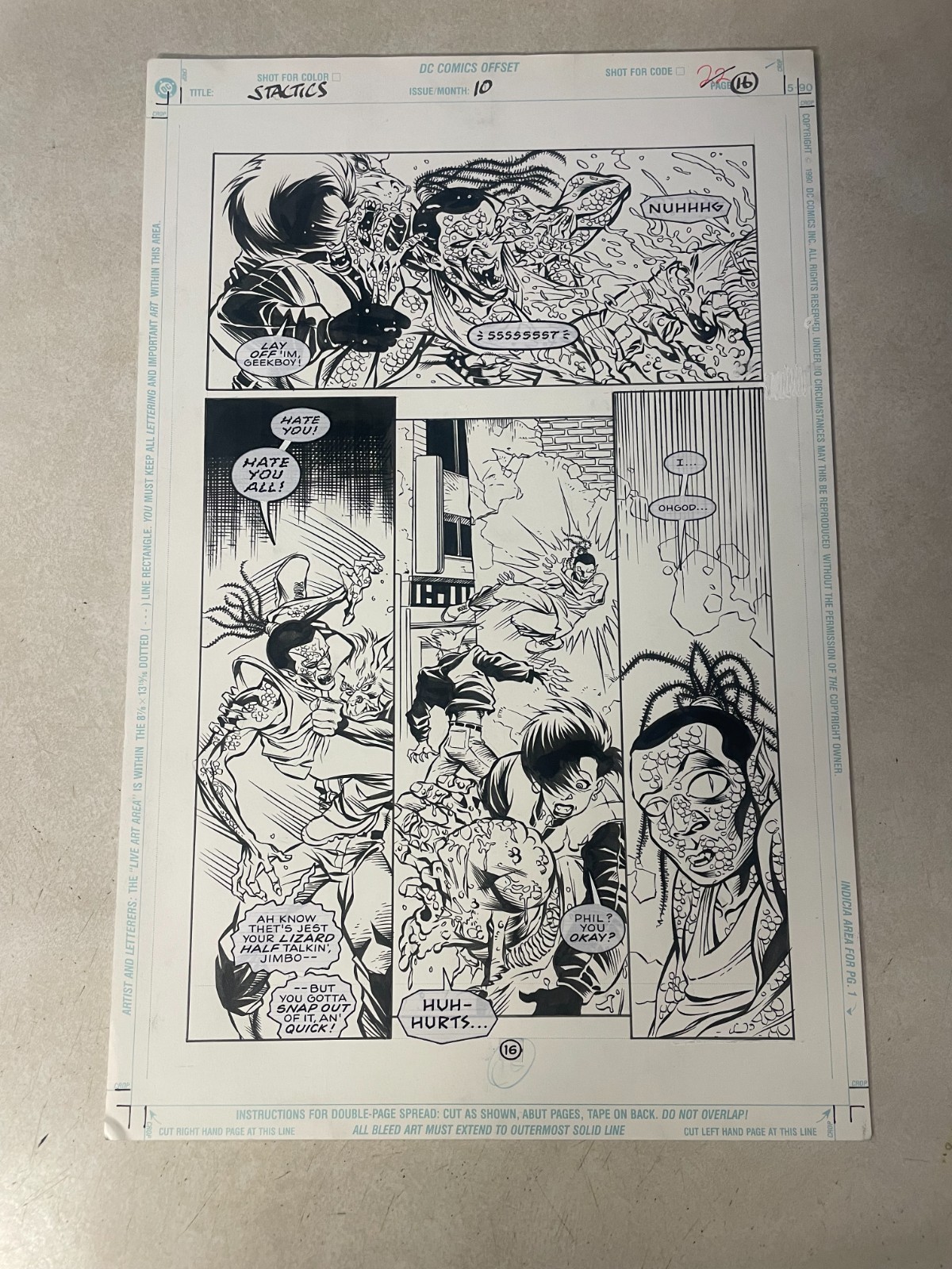 SCARE TACTICS #10 ORIGINAL COMIC ART 1998 FANG BATTLES SLITHER wild page
