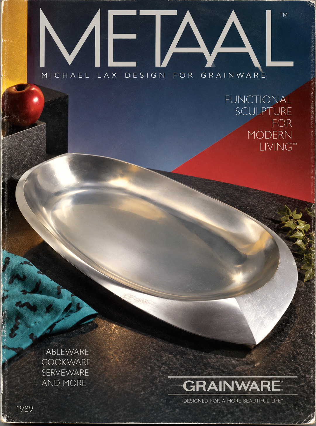 Vtg 1989 Michael Lax METAAL ML-7515 Grainware Sculptural Aluminum Platter 17