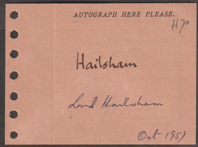 GB The lord chancellor- Halisham of ST. Marylebone signature