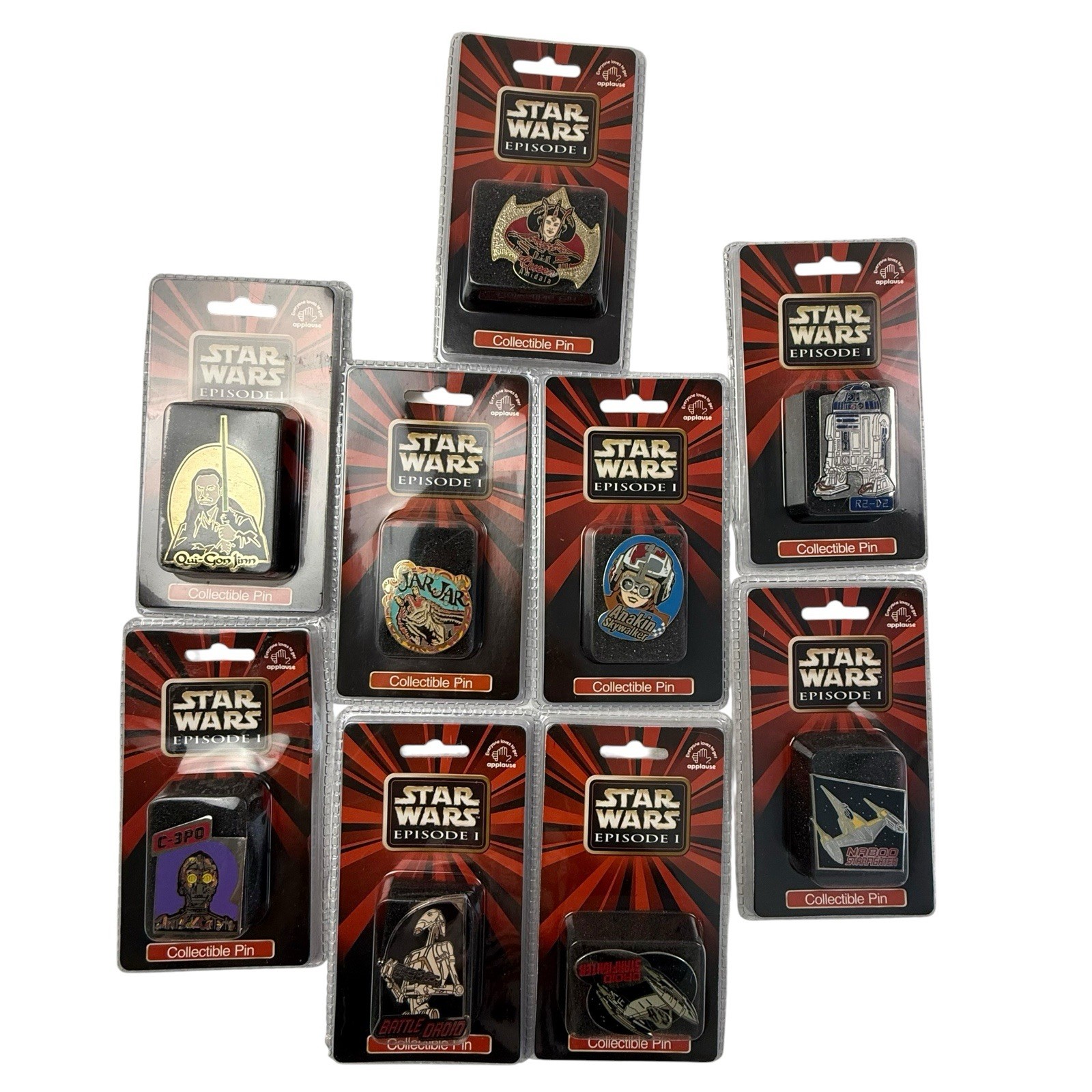 NEW Lot of 9 Star Wars Episode 1 Collectible Pins By Applause SEALED C-3PO R2-D2